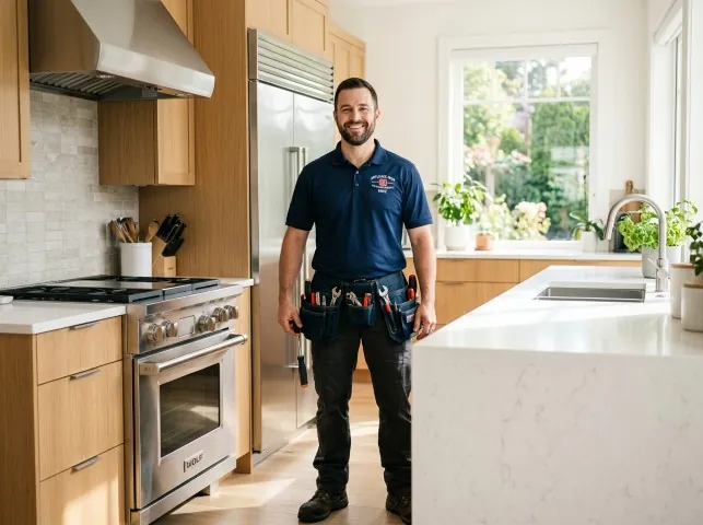 Appliance Repair Hero technician in a Advance, NC kitchen after an appliance repair